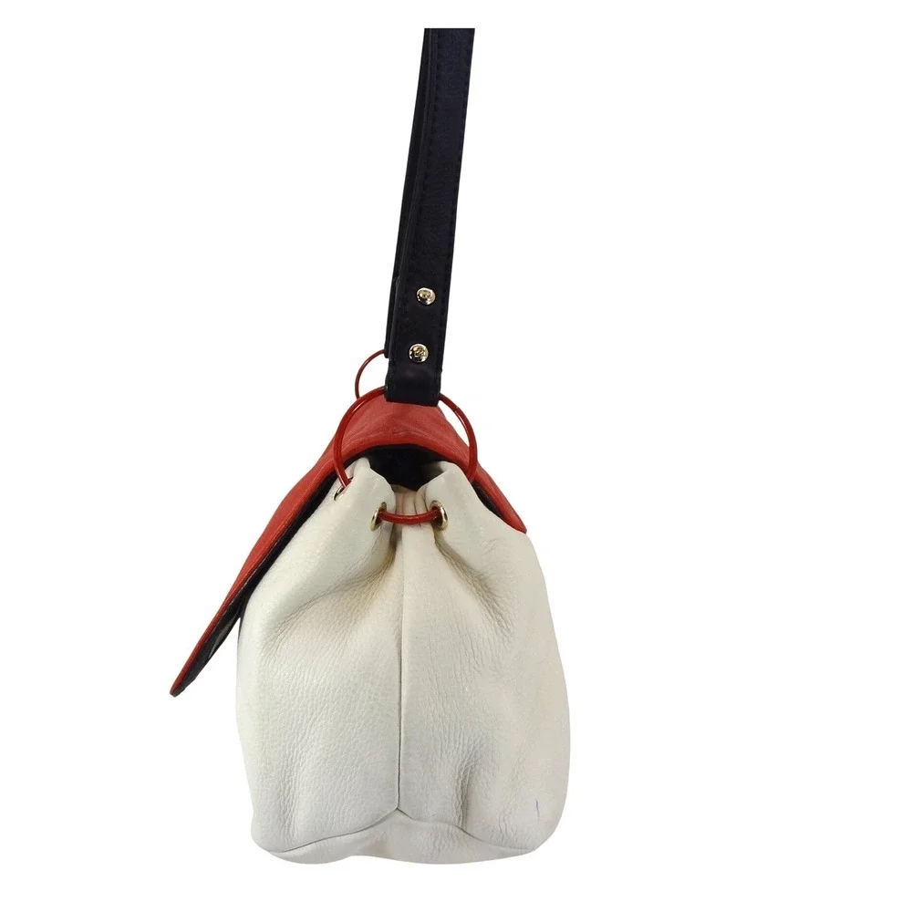 Kate Spade Shoulder Bag Cream Red Leather Good Colorblock Flap Bag
